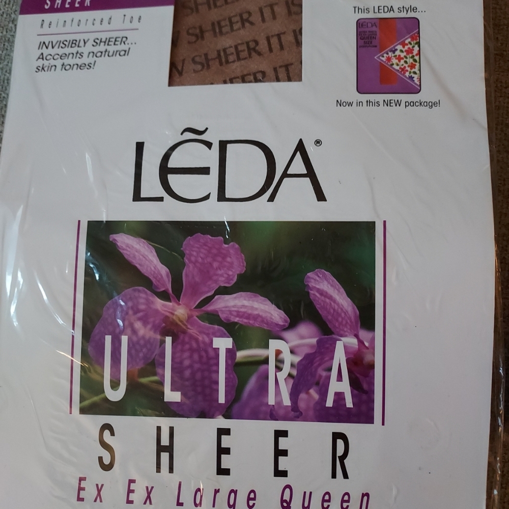 2 pair LEDA Ultra Sheer Pantyhose Extra Extra Large Queen 5x-6x